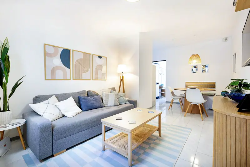 Living room with a dining corner