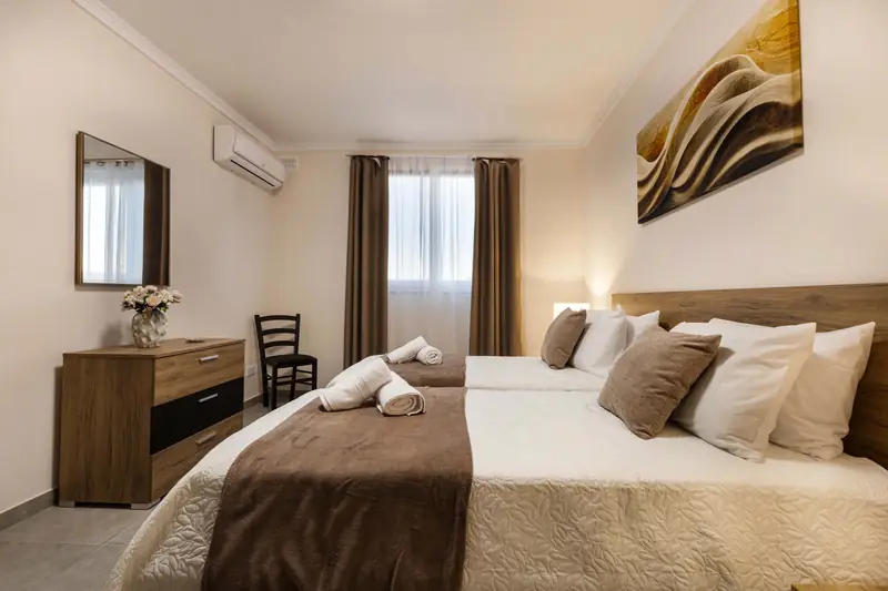 Double bedroom in warm neutrals