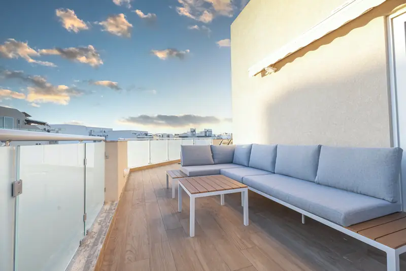 Roof terrace with an outdoor sofa