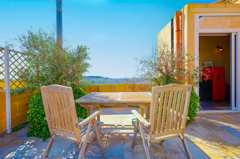 Terrace with a dining table